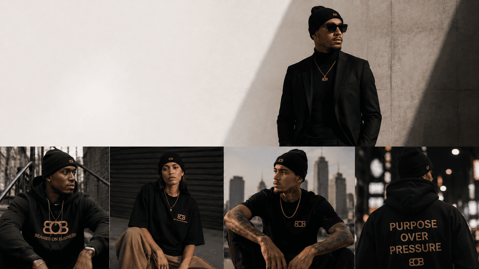 Beanies on Business fashion editorial